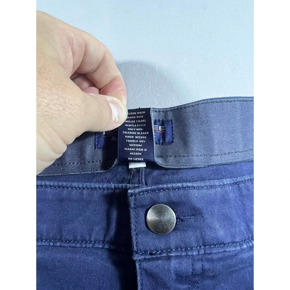 Roundtree & Yorke Travel Smart Mens 46x30 Blue Chino Pants Stretch Straight Leg